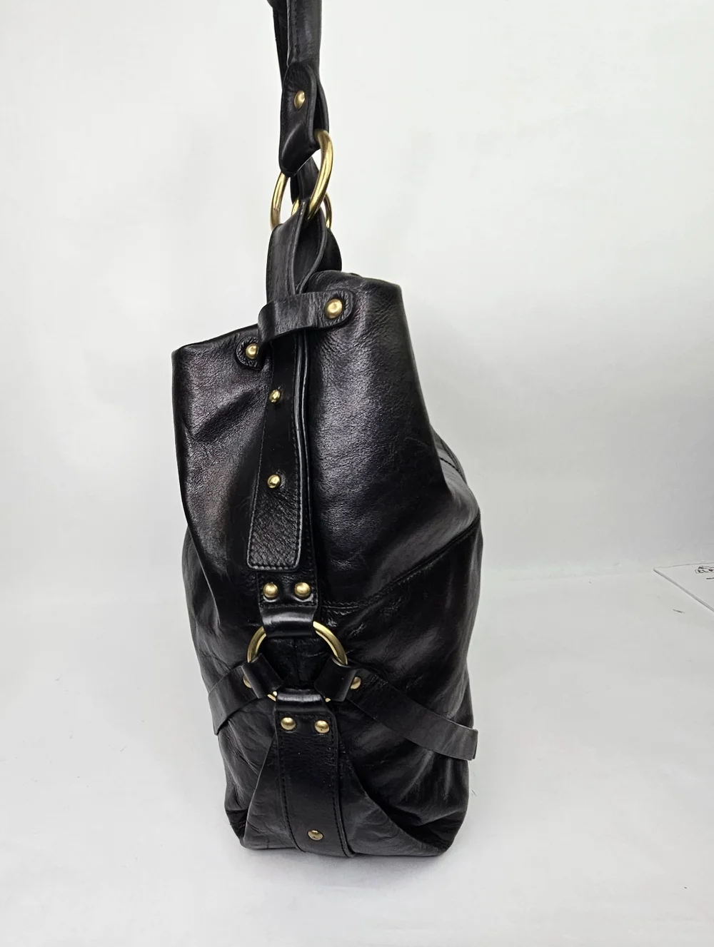 Nordstrom Black Leather Hobo Handbag Purse